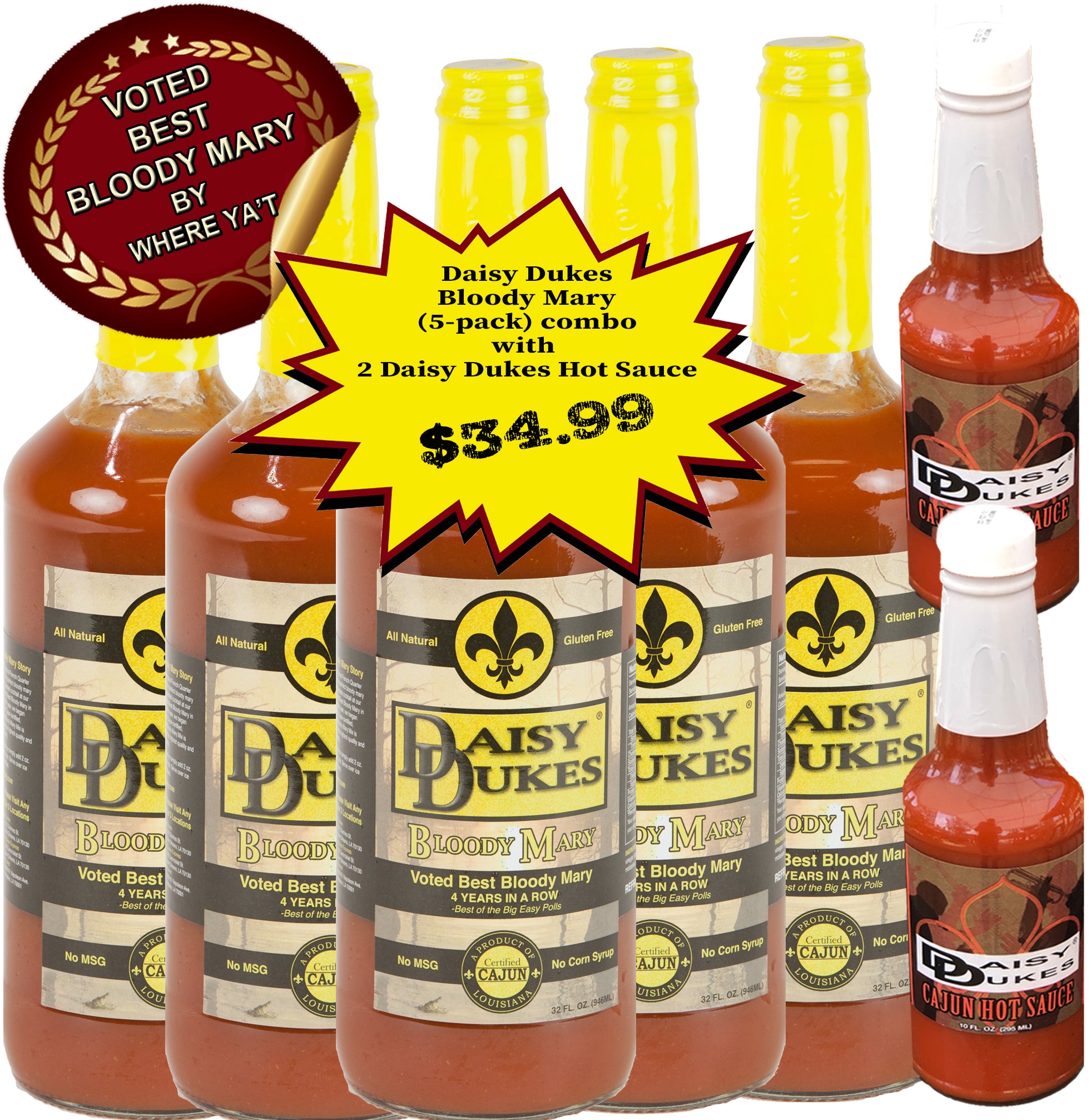 Daisy Dukes® Bloody Mary Mix Pack of 5 combo with 2 free Hot Sauce – Daisy  Dukes Restaurant Store